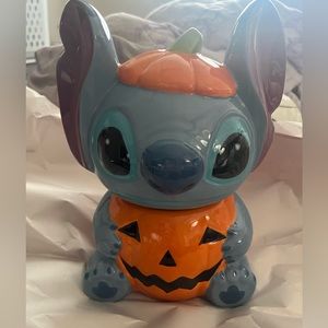 Disney Stitch pumpkin Halloween cookie jar
